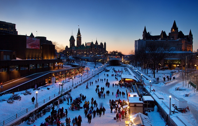 People skating on the Rideau Canal Skateway, Ottawa - Photo by: Canadian Heritage - Patrimoine Canadien [www.canada.pch.gc.ca]